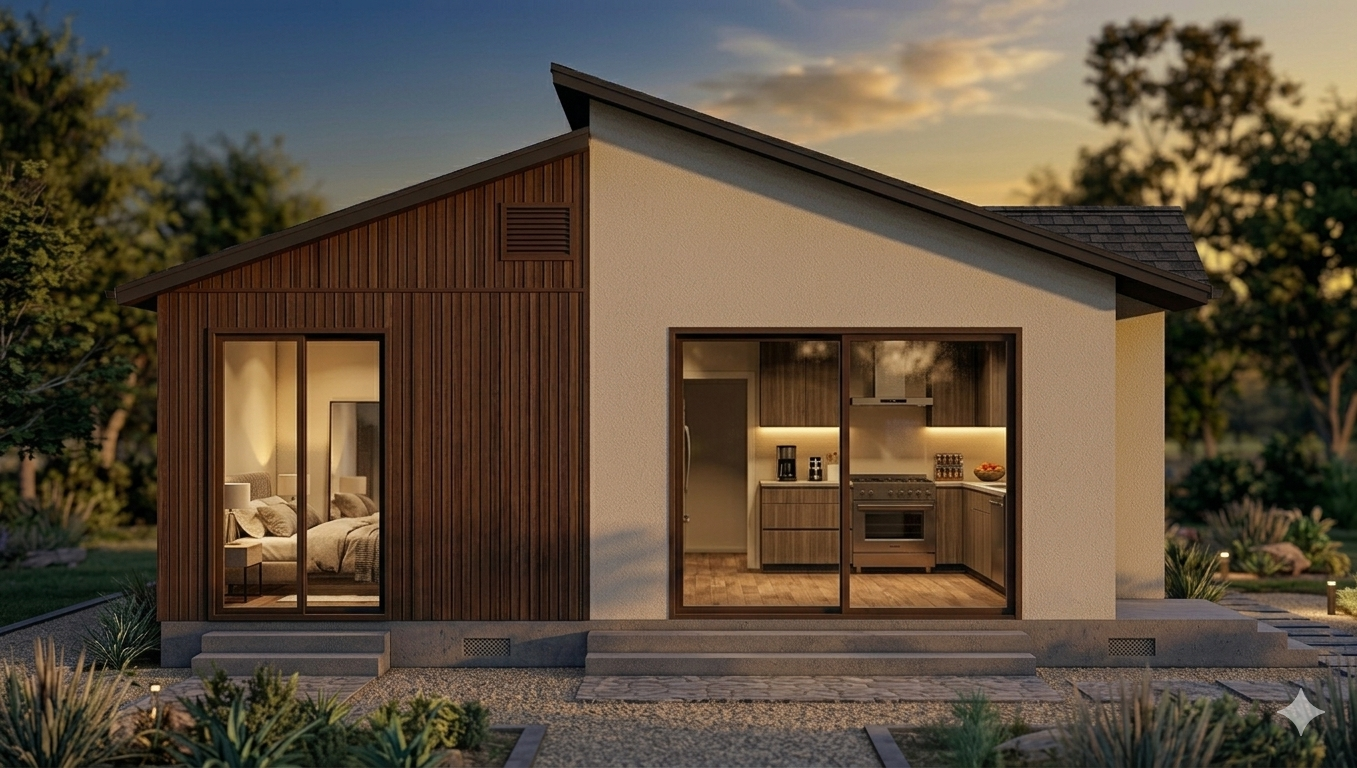 AI-generated detached ADU floor plan - 1200 SFT Los Altos Hills ADU by zHeight in Los Altos Hills, CA